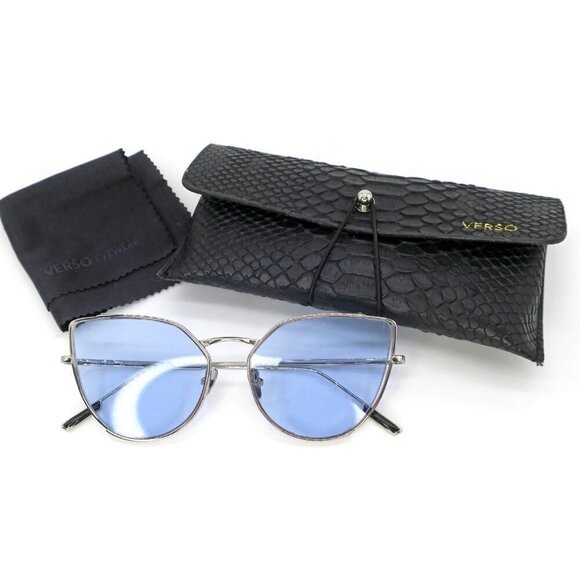 Verso Women\'s Supernova Sunglasses Blue Silver Frames Italy $300 55[]17-145